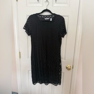 Isaac Mizrahi black lace shift dress